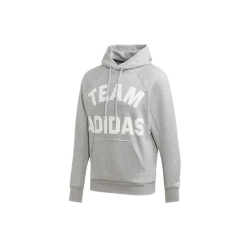 adidas Men Athletic Pullover Hooded Sweatshirt Gray