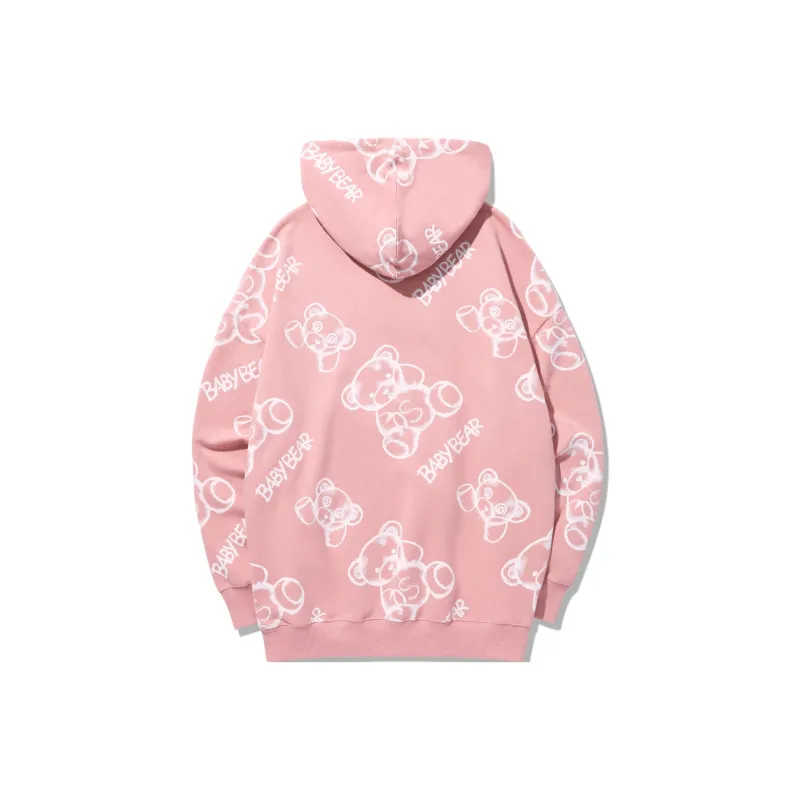 GUKUUL All Over Print Cartoon Bear Loose Fit Hoodie Unisex-3
