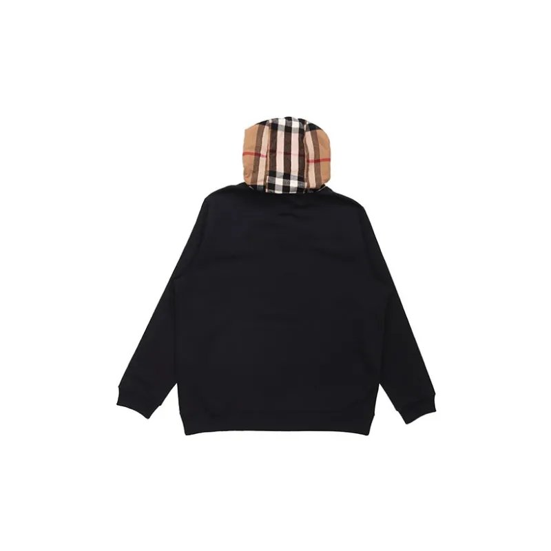 Burberry Check Hood Cotton Blend Hooded Sweatshirt-1