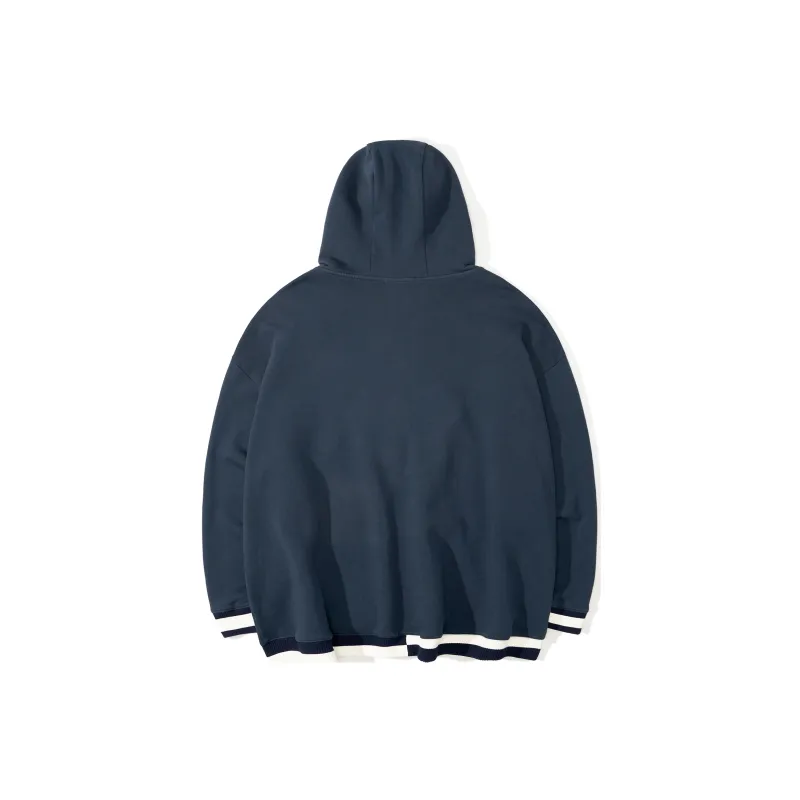 UNVESNO FW21 Hooded Loose Fit Regular Sweatshirt Unisex Navy Blue-1
