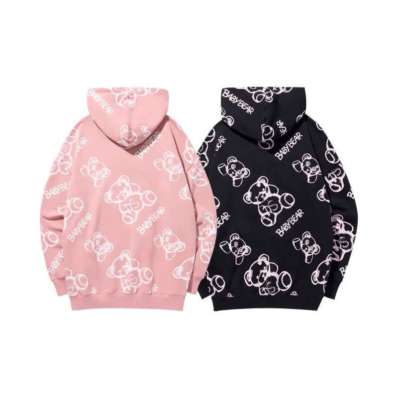 GUKUUL All Over Print Cartoon Bear Loose Fit Hoodie Unisex-6