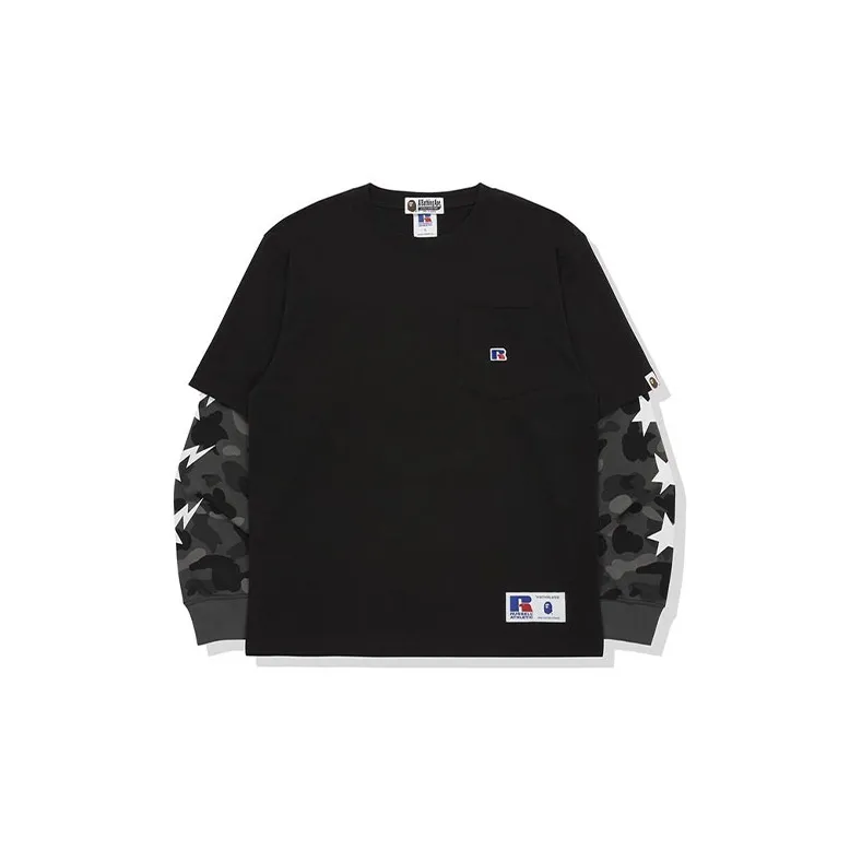 Bape X Russell Color Camo College Layered L/S Tee-1