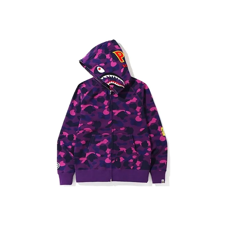 Bape Color Camo Ponr Shark Full Zip Hoodie-1