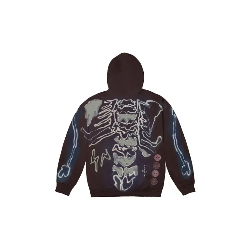 Travis Scott Cactus Jack For Fragment Skeleton Graffiti Full Zip Hoodie-1