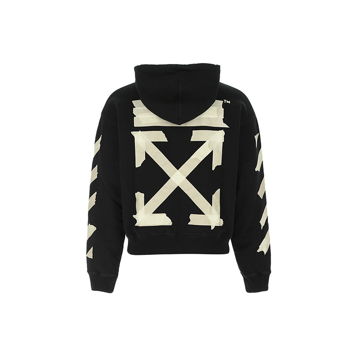 OFF-WHITE Tape Diag Arrows Hoodie Black/Beige - POIZON