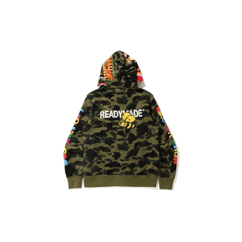 A BATHING APE x READYMADE Shark Collection BAPE X READYMADE Collaboration Sweatshirt Men's Green Camouflage-2
