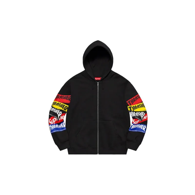 Supreme Thrasher Multi Logo Zip Up Hooded Sweatshirt - POIZON
