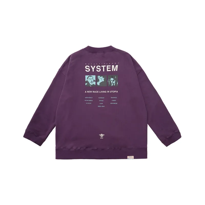 UNVESNO Crew Neck Loose Fit Regular Sweatshirt Unisex Purple-1
