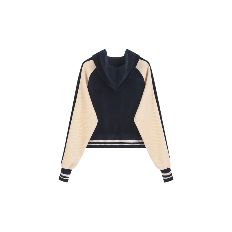 F426 Sweatshirt Unisex Navy Blue & Beige Yellow-1