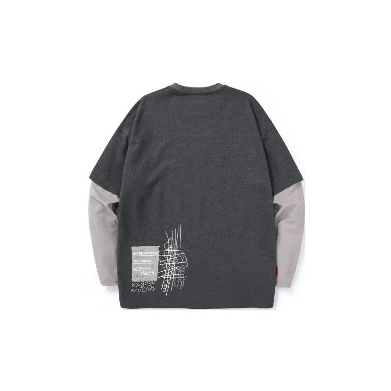 XXGOGO Crew Neck Loose Fit Mock Two-Piece Sweatshirt Unisex-6
