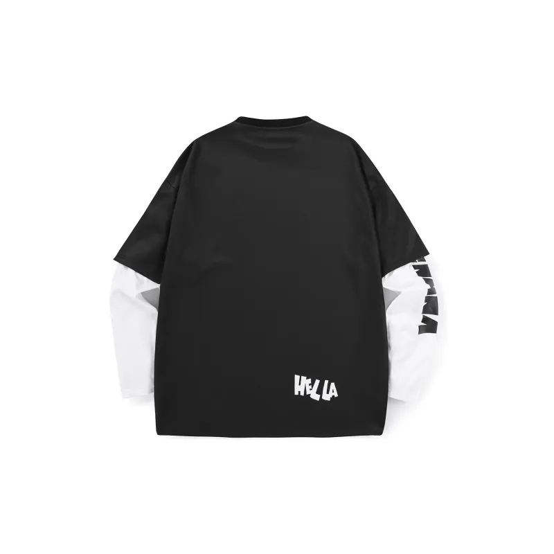 GENANX Crew Neck Loose Fit Mock Two Piece Sweatshirt Unisex-1