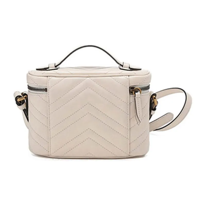 GUCCI Marmont Quilted Leather Cosmetic Bag, Cross Body Handbag, Shoulder Bag Medium Size Women's White-3
