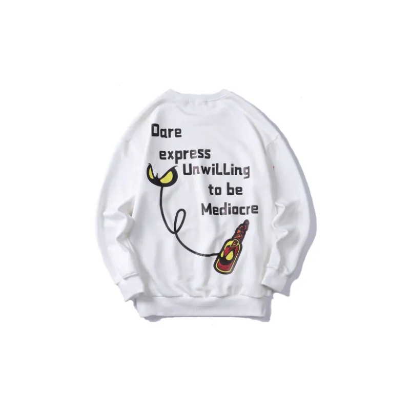 FireMonkey Crew Neck Loose Fit Sweatshirt Unisex White-1