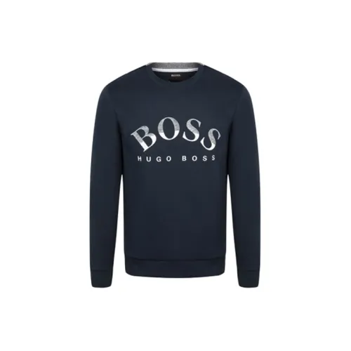 HUGO BOSS Male Hoodie FW21 Logo Printing Sweatshirt Dark-Blue