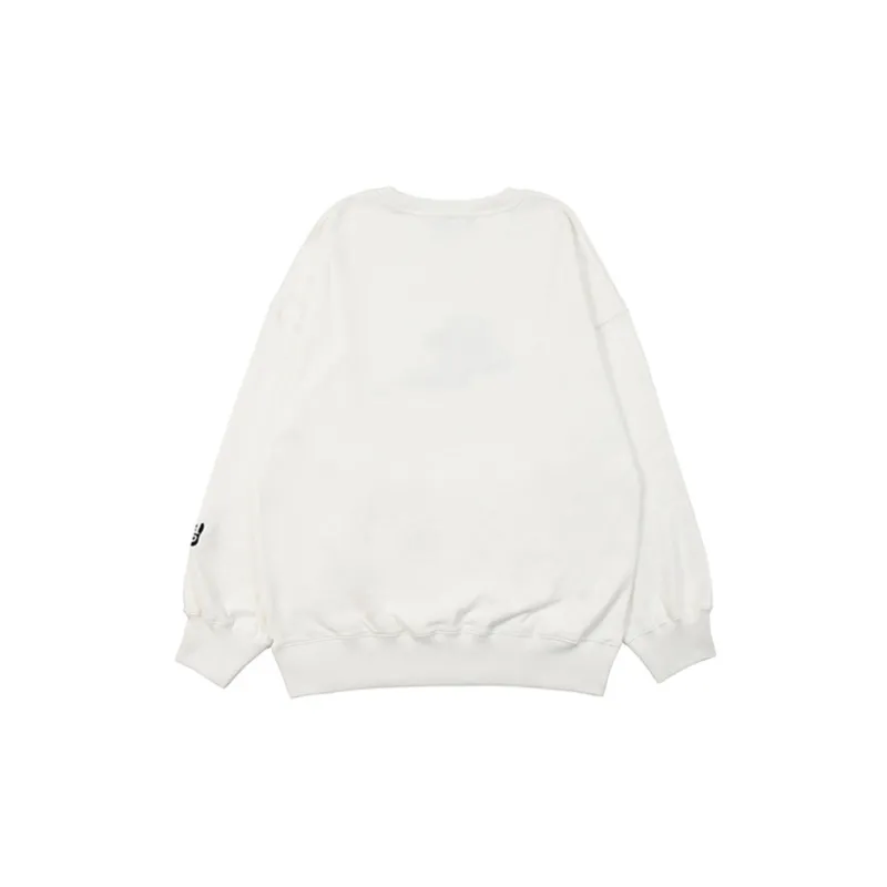 WOOKONG Crew Neck Loose Fit Regular Sweatshirt Men's White-1