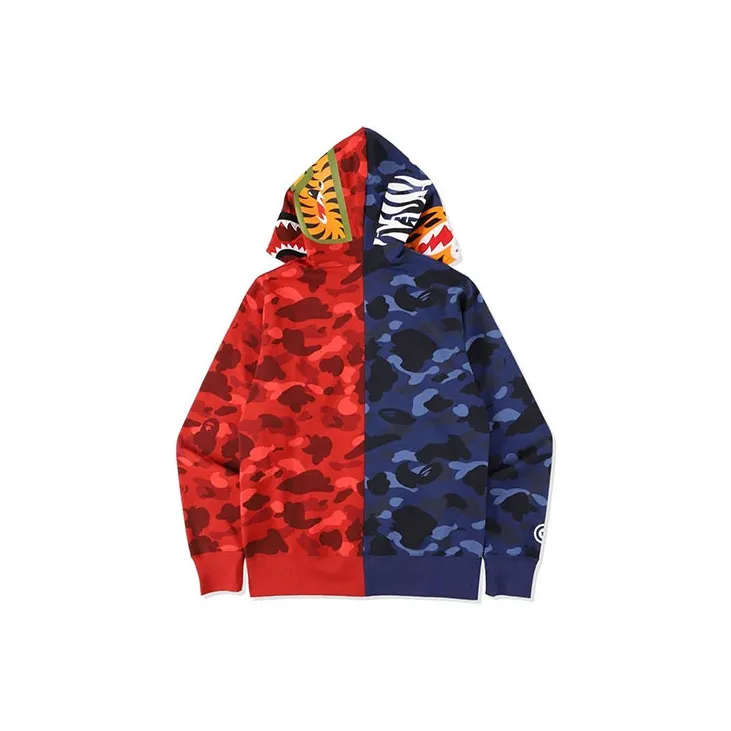 Bape Color Camo Tiger Shark Half Full Zip Hoodie SS21-2