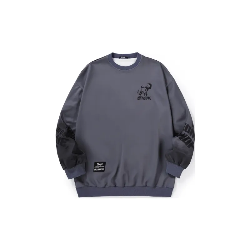 GENANX Crew Neck Loose Fit Sweatshirt Fall Spring Unisex-1