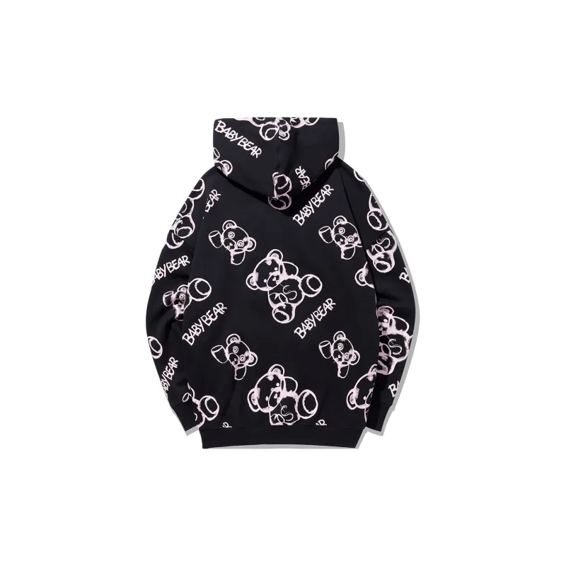 GUKUUL All Over Print Cartoon Bear Loose Fit Hoodie Unisex-1