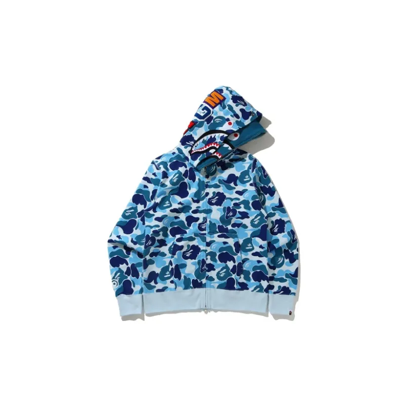 Bape Big Abc Camo Shark Wide Full Zip Double Hoodie-2
