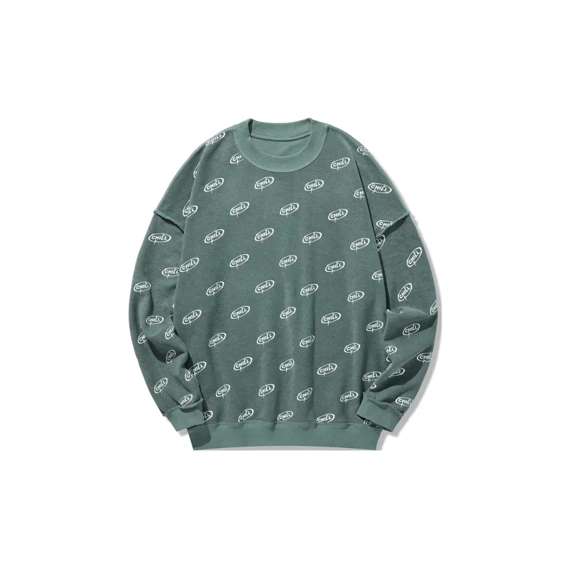 GUKUUL Reversible Letter Print Crew Neck Pullover Sweatshirt Unisex-7