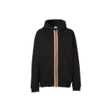 Burberry Icon Stripe Detail Cotton Zip-Front Hooded Sweatshirt