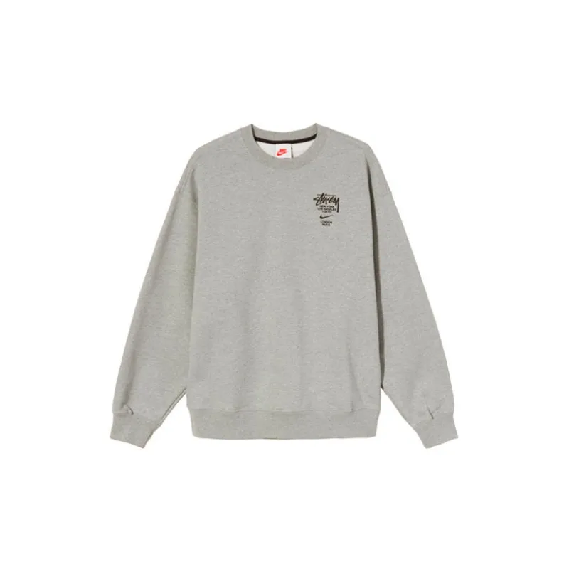 Nike X Stussy X Nike Co-branded Series Sweatshirts Unisex Gray 