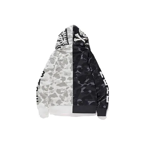 Bape X Neighborhood Split Camo Shark Full Zip Hoodie-2