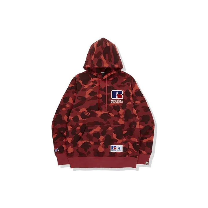 Bape X Russell Color Camo College Pullover Hoodie-3