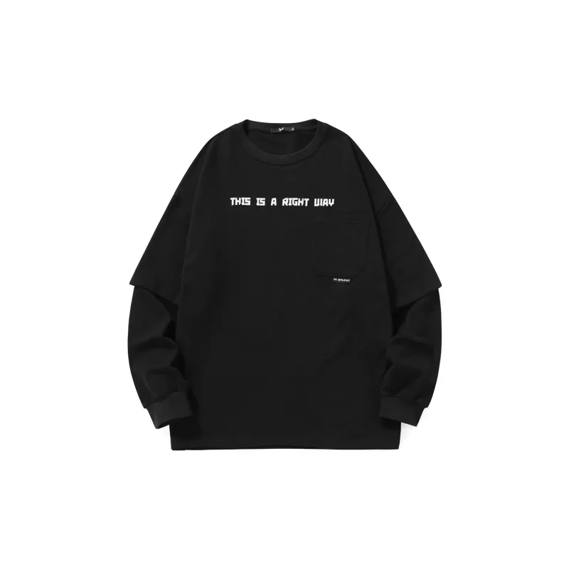 Bt Crew Neck Loose Fit Mock Two Piece Sweatshirt Unisex-1