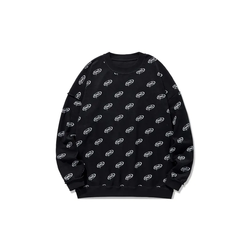 GUKUUL Reversible Letter Print Crew Neck Pullover Sweatshirt Unisex-2