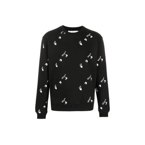 OFF-WHITE Slim Fit Allover Logo Crewneck Sweatshirt 