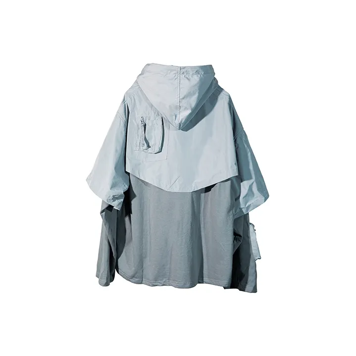 Umamiism Hooded Loose Fit Mock Two Piece Sweatshirt Unisex Gray-1