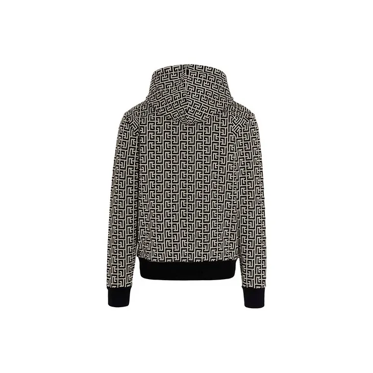 BALMAIN Monogram Printed Zip-Up Hoodie-1