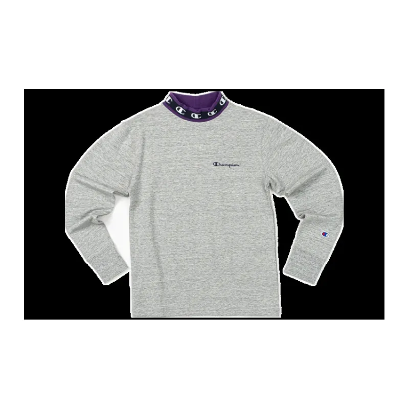 Champion Stand Collar Loose Fit Regular Long Sleeved Sweatshirt Unisex Light Gray-1