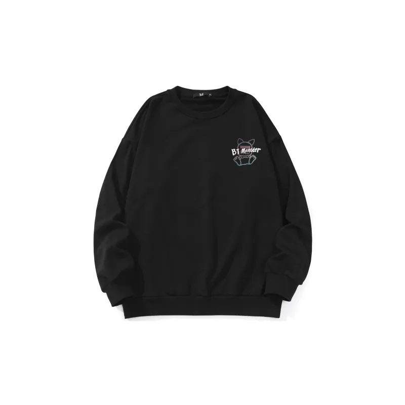 Bt Crew Neck Loose Fit Regular Sweatshirt Unisex Black-1