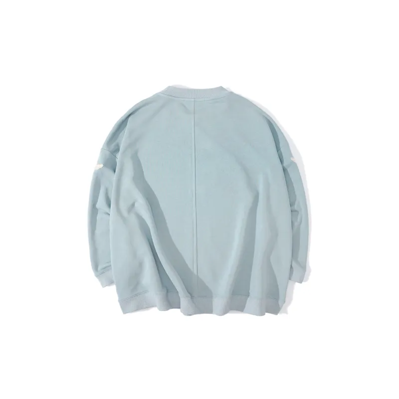 UNVESNO Crew Neck Loose Fit Regular Sweatshirt Unisex Light Blue-1