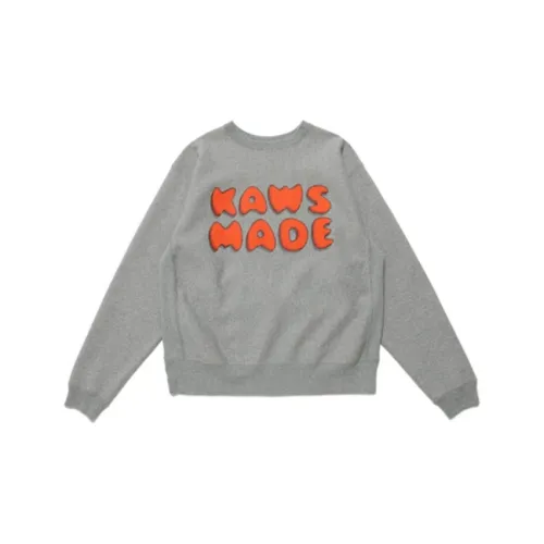 Kaws HUMAN MADE X KAWS Co-branded Series Sweatshirts Unisex Gray