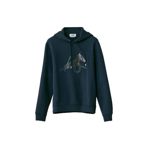 HERMES Men’s SS22 Hoodie Pullover sweatshirt Dark-Blue 