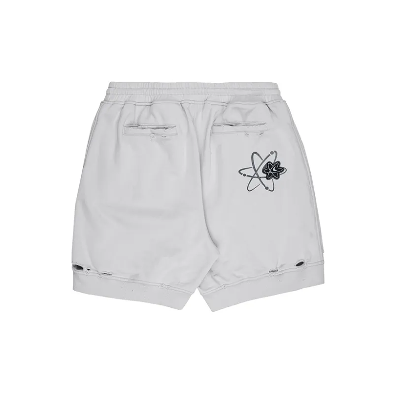 C2H4 Patched Ruin Distressed Sweat Shorts-8