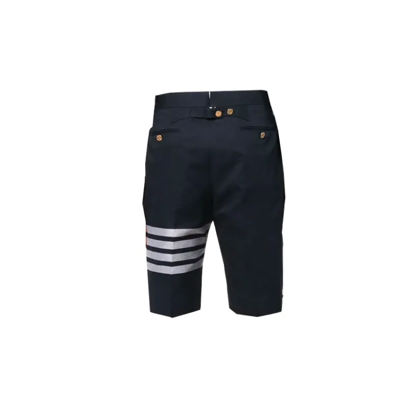 THOM BROWNE 4 bar Stripe Cotton Shorts-1