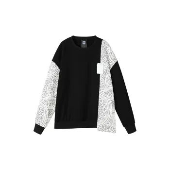 NORVINCY Chinese Fashion Trend Badge Without Hood Pullover Sweatshirt Unisex Black