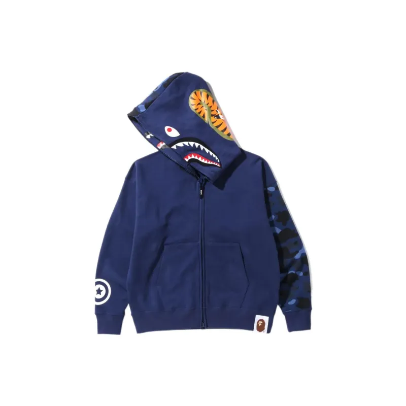 Bape Color Camo Giant Shark Loose Fit Full Zip Hoodie-1