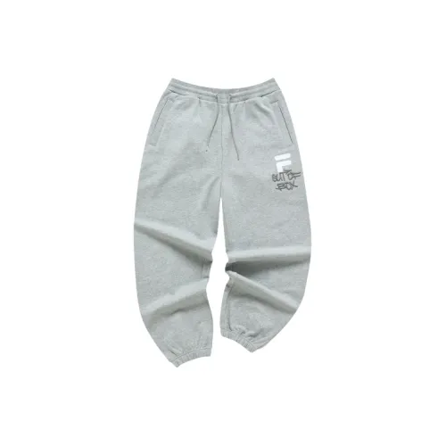 FILA FUSION TOKYO STUDIO Knitted Sweatpants Men Cream White Heather Gray