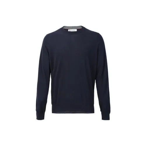 Brunello Cucinelli Cashmere Sweaters Men Dark Blue