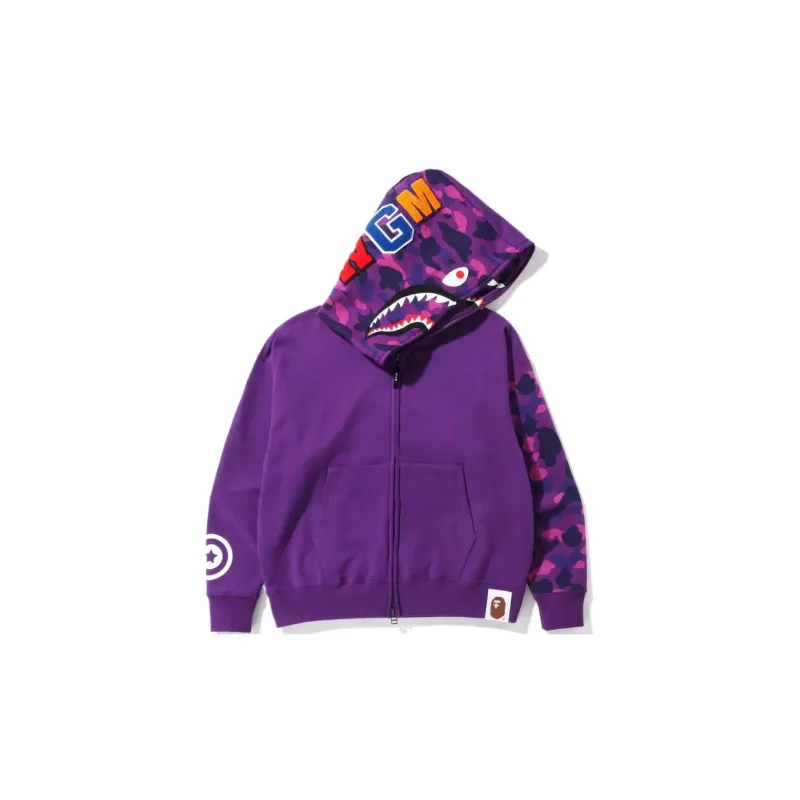 Bape Color Camo Giant Shark Loose Fit Full Zip Hoodie-9