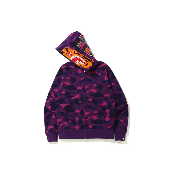 Bape Color Camo Shark Wide Full Zip Double Hoodie-3