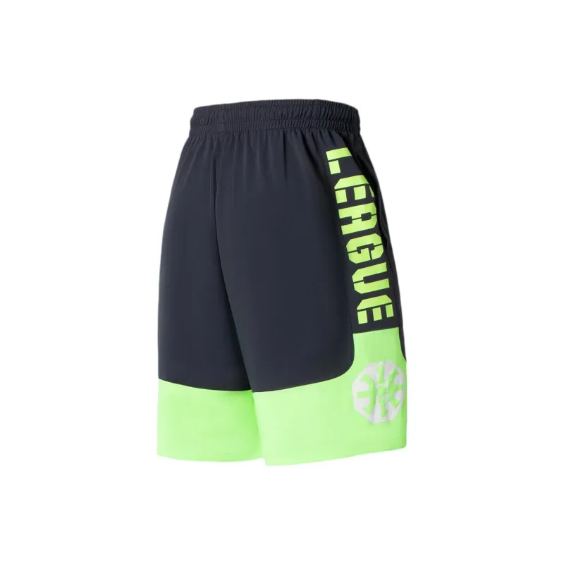 LiNing Casual Shorts Men's Ebony Black Fluorescent Ice Green-1