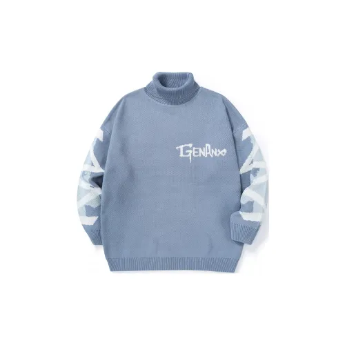 GENANX Sweaters Unisex Gray Blue