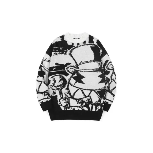 GENANX Sweaters Unisex Black/White