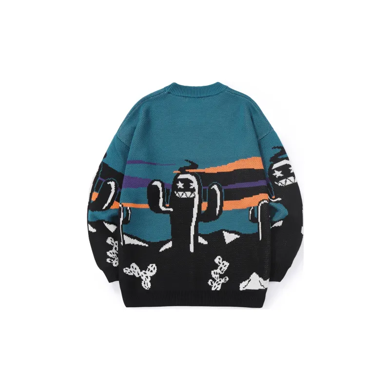 Loose Fit Sweater Unisex Black Blue-1